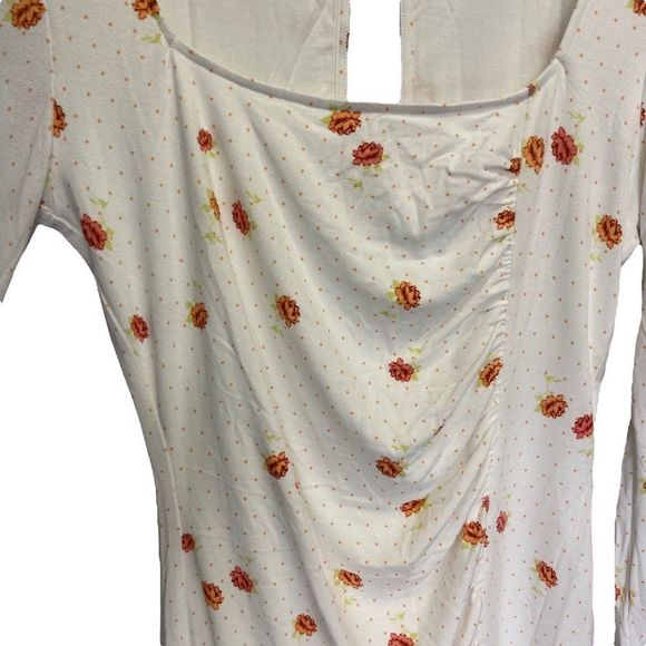 Free People Celia Mini Dress Size Medium Floral Long Bell Sleeves White Short - Picture 5 of 10